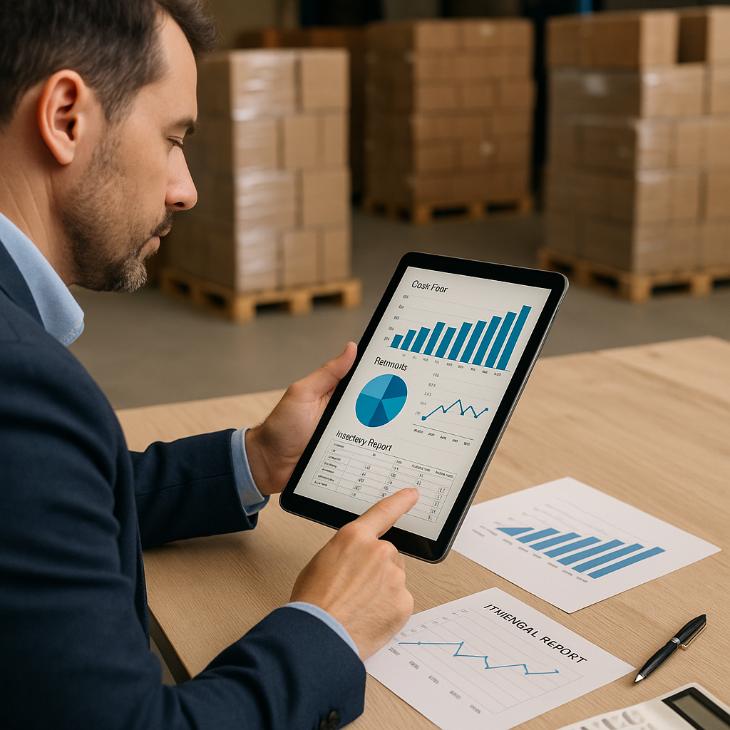 A professional workspace showing a retail business